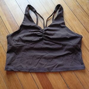 Brown Ruched V-Neck Bralette Top